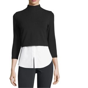 Theory Black Knit Top with layered look.